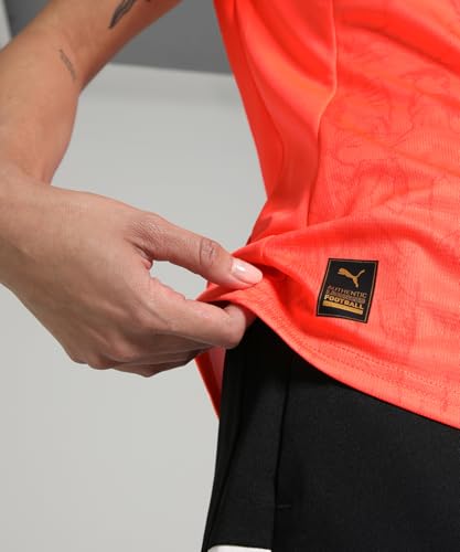 Puma Women's Regular Fit Jerseys (781081_Neon Sun-Black