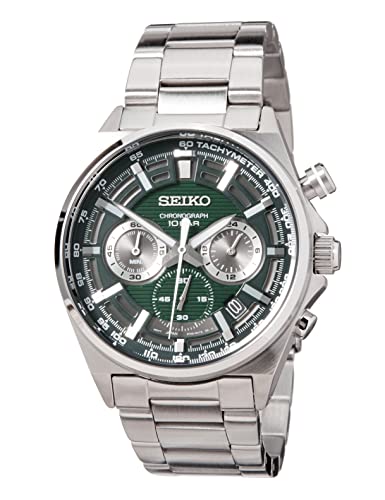 Seiko Men's Collection Analog Green Dial Metal Watch-SSB405P1