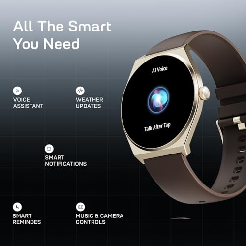 Fire-Boltt Phoenix Nova Smartwatch 1.43” Slim Super AMOLED Display, 466x466 Pixel Always-On Display, Bluetooth Calling, Health Tracker for Men & Women Earth Brown