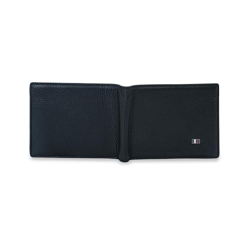 Tommy Hilfiger Men's Multicard Coin Wallet Caroni - Black | Genuine Pebbled Textured Leather Bifold Wallet with 12 Card Slots & Coin Pocket | Ideal for Gifting