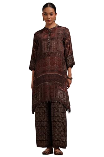 Soch Womens Brown Crepe Ethnic Motifs Co-Ord Set