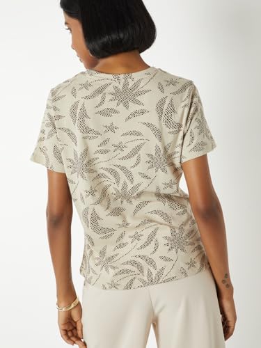 Max Women Printed T-Shirt (Beige_XXL)