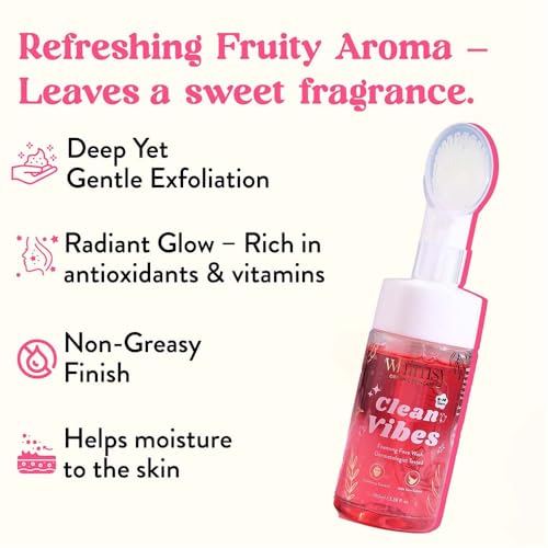 Whimsy Beauty Foaming Face Wash for Kids | Gentle Daily Cleanser with Aloe Vera, Strawberry and Vitamin B3 | Tear Free, Non Drying | Dermatologist Tested | Safe for Sensitive Skin | 4 to16 Years | 100 ml