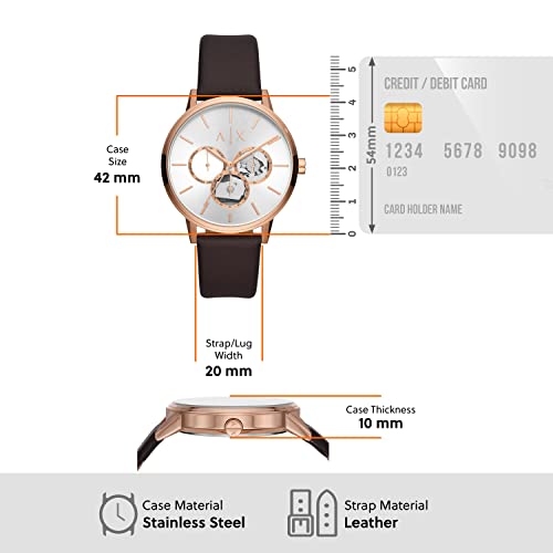 Armani Exchange Analog Silver Dial Men's Watch-AX2756 Genuine Leather, Brown Strap
