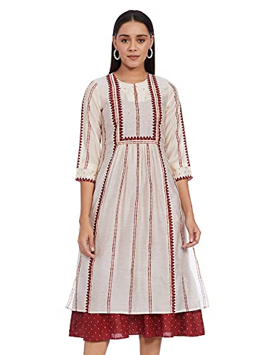 W for Woman Rayon a-line Dress (20FEW13251-113686_Ecru_16 (XX-Large))