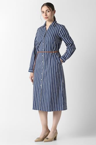 Women Navy Stripe Formal Dress