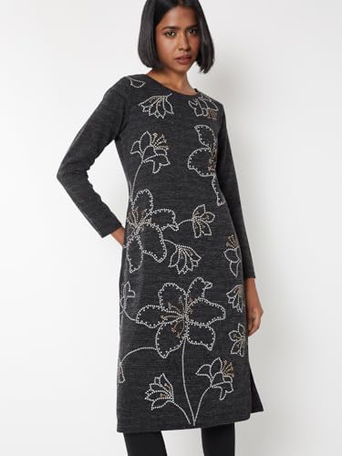 Max Women's Acrylic Regular Kurta (AKWKWI25GR_Grey