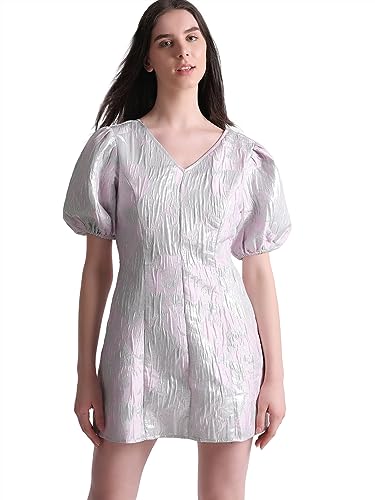 Only Women's Mini Length Polyester Blend A-Line Pink Dress_X-Small