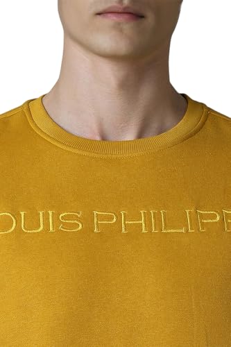 Louis Philippe Men Casual Yellow Embroidered Sweatshirt