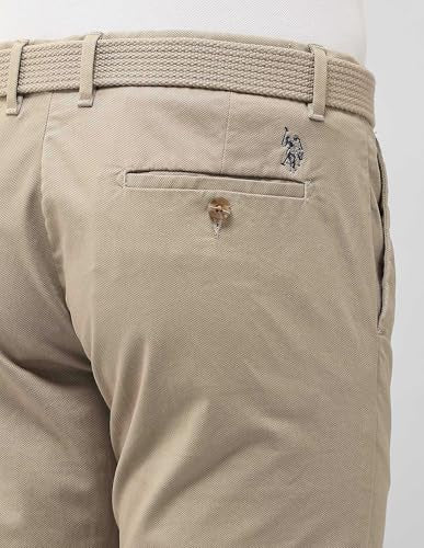 U.S.Polo Association Men's Denver Slim Fit Satin Trousers (USTRO160D_Brown_38)