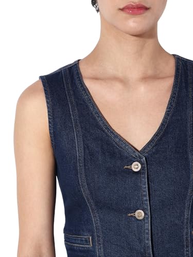 ONLY Women's Slim Fit Blue Waistcoat