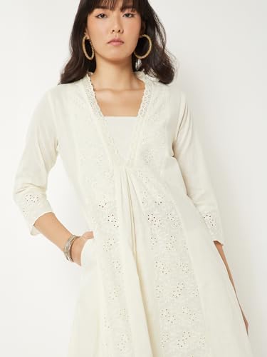 Max Women Schiffili A-line Kurta (White_L)