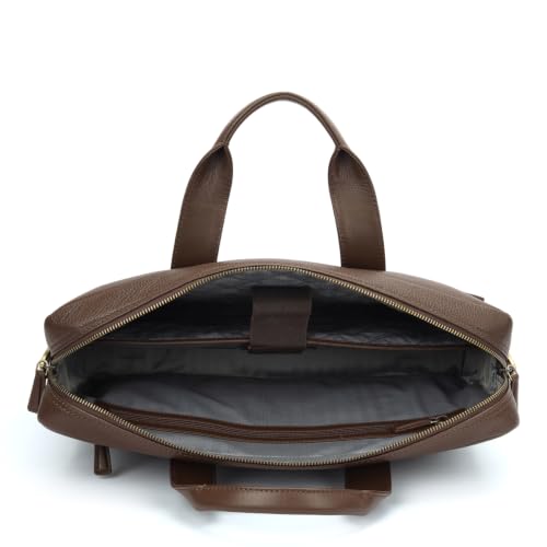 Da Milano Leather Laptop Bag for Men & Women | Laptop Messenger Bag | Ideal for Office Purpose | Fits Upto 15" Laptop - Mocha Brown