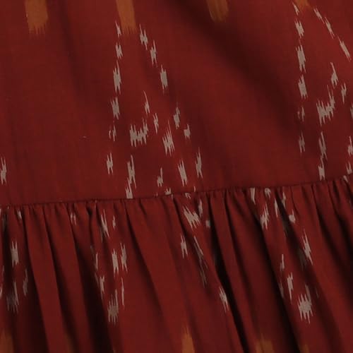 Hopscotch Girls Sleeveless Brown 2-Pc Ikat Sharara Set For Age (9-10 Years)