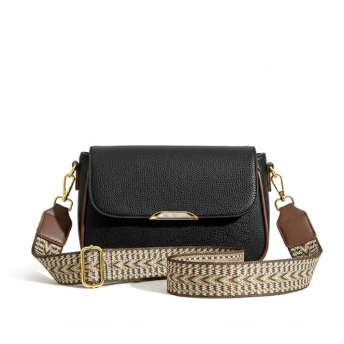 HaveGlam Travel Crossbody Crescent Bags for Women Over Shoulder Purse with Zipper | Leather Sling Bag for Girls | Small Pebble Flap Purse with Wide Adjustable Strap-Black