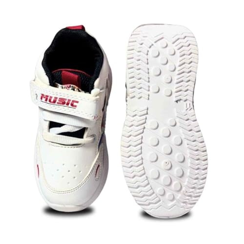 Gigahertz Kids Sports Shoes for Girls | Lightweight Sneakers with Cartoon Design | Anti-Slip Sole | Breathable & Comfortable Walking Shoes for Toddlers (BLACK RED, UK Footwear Size System, Little Kid, Age Range, Medium, 2 Years, 2.5 Years)