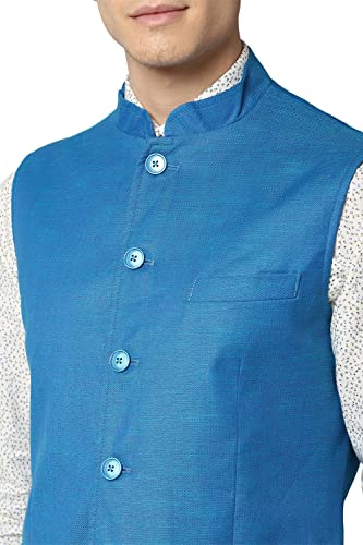 Peter England Men's Car Coat (PINJOTLF947454_Medium Blue_S)