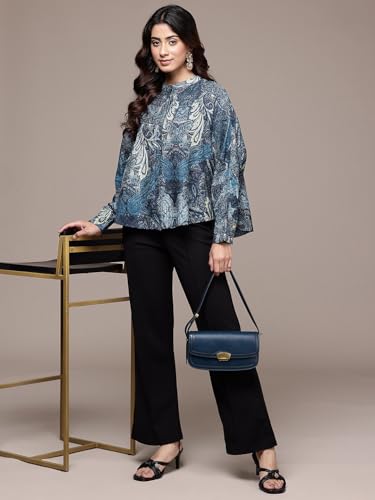 Ritu Kumar Blue Paisley Full Sleeve Top