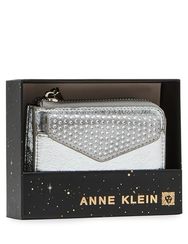 Anne Klein Women's AK 2 Piece Gift Set with Card case and Removeable Insert, Silver, X-Small, Silver, X- small, Ak 2 Piece Gift Set With Card Case and Removeable Insert