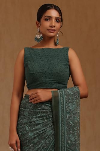 Soch Womens Green Georgette Ethnic Motif Saree