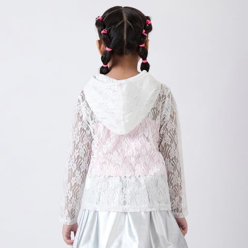 Hopscotch Girls Floral Lace Hooded T-Shirt with Tank Top in White Color for Age (9-10 Years)