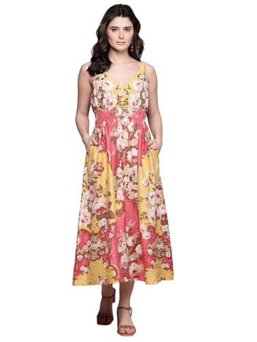 Label RITU KUMAR Peach Miara V Neck Long Dress