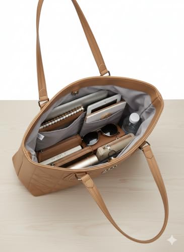 NAZRANA ENTERPRISESQuilted Tote Bag with Pouch, Spacious & Elegant Handbag for Women