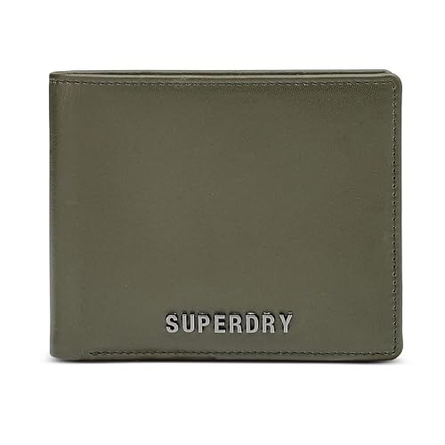 Superdry Men's Leather Slimfold Wallet Kershope - Olive+Black