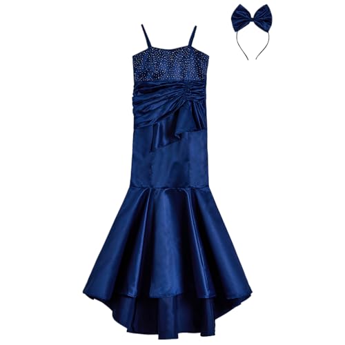 Hopscotch Girls Royal Blue Sleeveless Stone Embellished Sheath Gown For Age (4-5 Years)