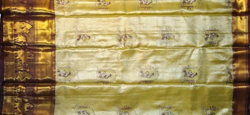 VFCollections Women's Traditional Handloom Kanchipuram Silk Pure Pattu Sarees | Rich Zari Woven Design | Unstitched Blouse (VFC483-3)
