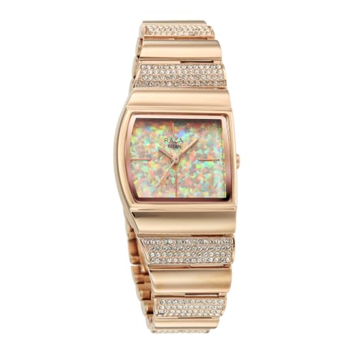 Titan Raga Opal with Quartz Analog Rose Gold-Vertical Fire Dial Rose Gold Color Strap Watch for Women - 2813WM02