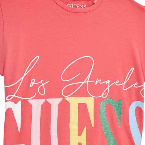 GUESS Juicy Pink Cotton Blend Printed T-Shirt