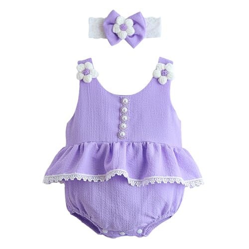 Hopscotch Floral Applique Onesie with Headband (12-18 Months)