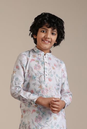 Manyavar Blended Cotton Digital Print Kurta Pyjama Set for Child(6-8 years)