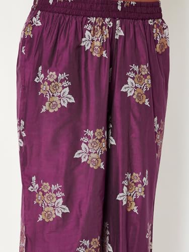 Max Women Floral Print A-line Kurta Set (Purple_S)