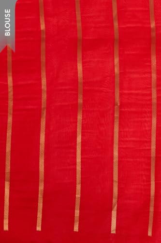 Taneira Red Pure Silk Organza Kadwa Banarasi SareeWith Unstitched Blouse(SAIH02AD6178-Red)