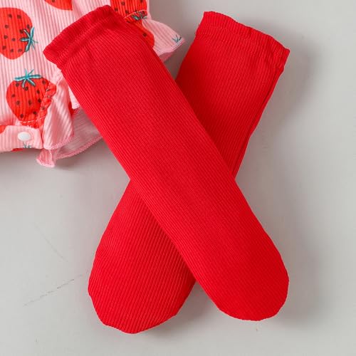 Hopscotch Girls Full Sleeves Pink Strawberry Bow Applique Bodysuits For Ages (9-12 Months)
