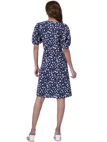 Vero Moda Women's Polyester Fit and Flare above The Knee Dress (10286114-Navy Blazer_Navy