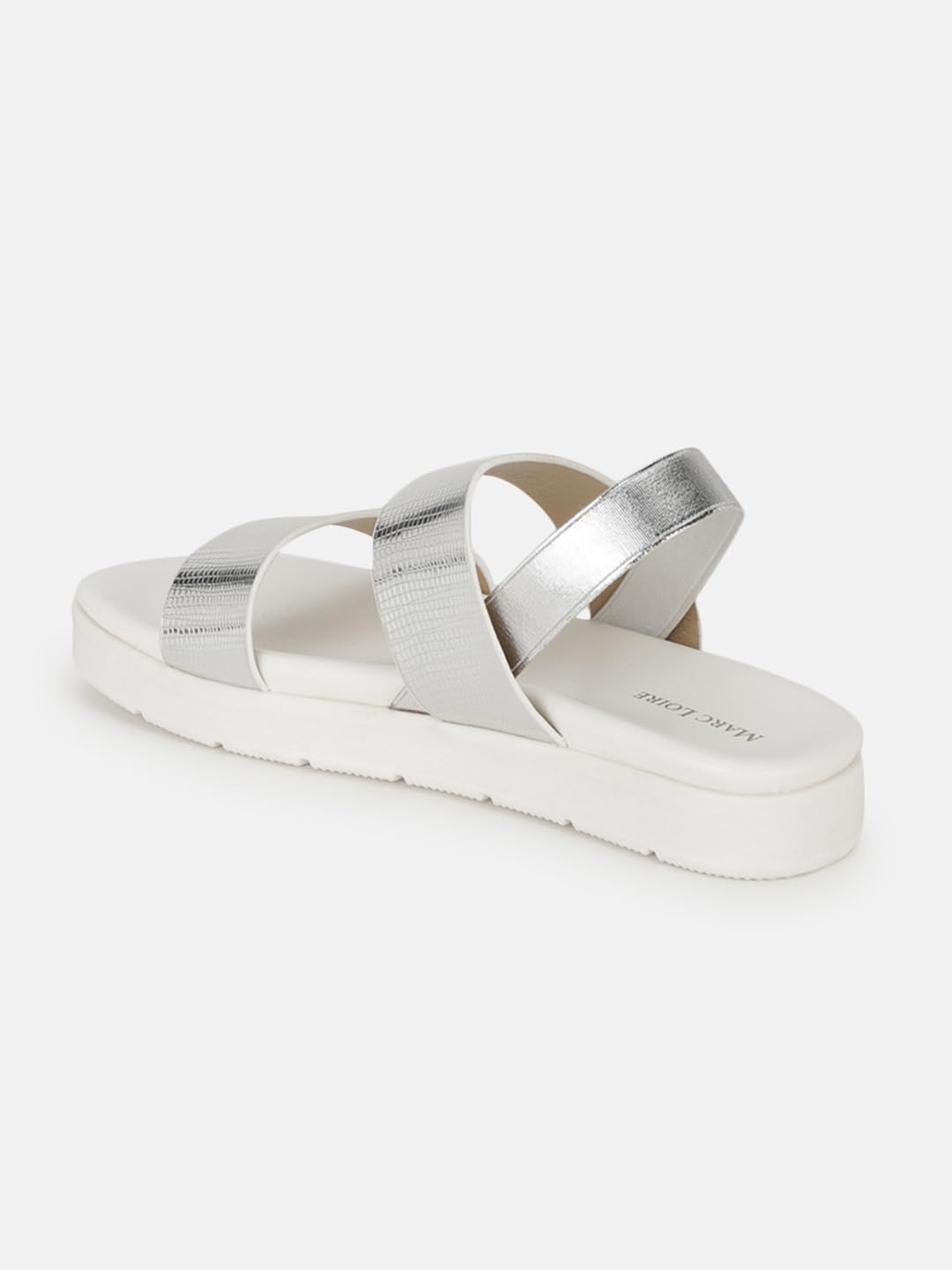 Marc Loire Women Embellished Platform Heel Fashion Sandal with Adjustable Ankle Strap (Silver, 4)