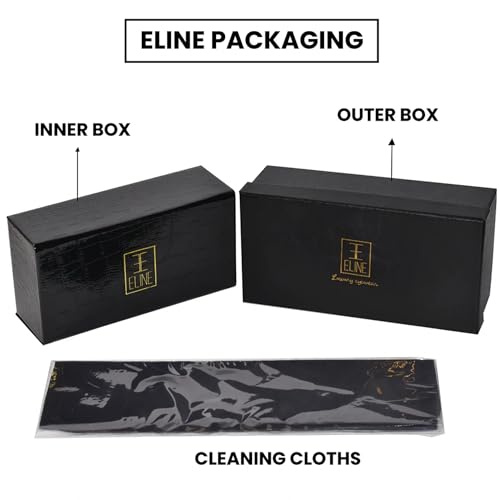 ELINE Luxury Golden Oval Sunglasses for Women | Premium UV Protected Fashion Sunglasses | Stylish Lightweight Designer Shades for Driving, Travel, Beach & Outdoor Wear (Black)