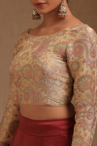 Soch Womens Beige Tussar Paisley Print Padded Blouse