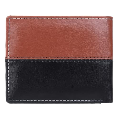 Louis Philippe Wallet for Men Bi-Fold Slim & Sleek Genuine Leather (Tan & Black) | Without Brand Box