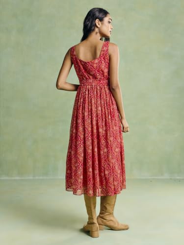 Aarke Ritu Kumar Wine Sanvii Midi Dress with Belt
