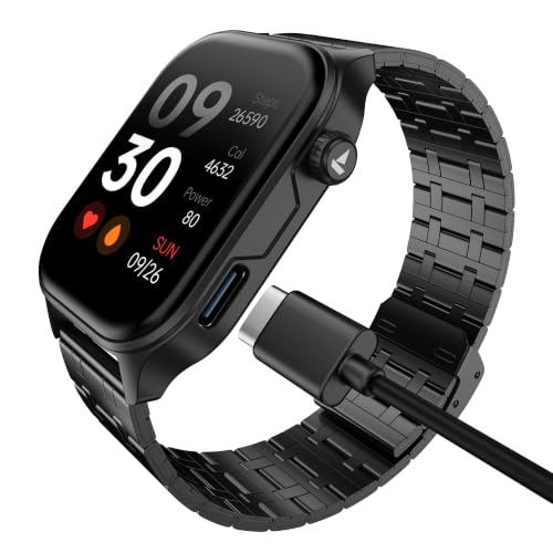 boAt New Launch Ultima Vogue 2, India's First AMOLED Type-C Smartwatch, 1.96" Display, 1000 nits Brightness, Metal Body w/Premium Straps, 10-Days Battery Life, Smartwatch for Men & Women (Steel Black)