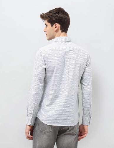 U.S.Polo Association Men's Tailored Fit Geometric Printed Shirt (USSHT3430_Light Grey_40)