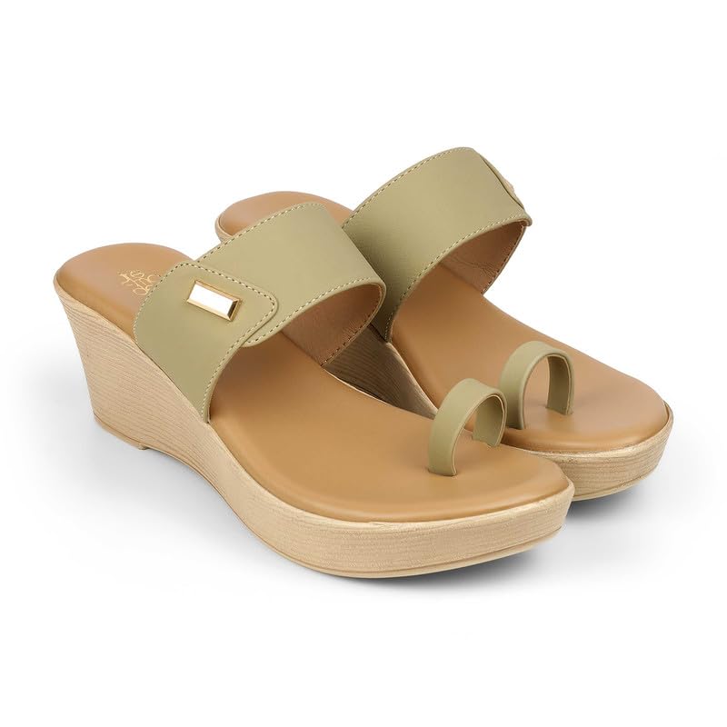 tresmode KANNES Green Women's Dress Wedge Sandals in Size 6 UK / 39 EU