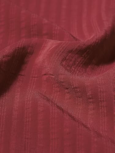 The Souled Store Side Rouching Shirt: Red Women and Girls Long Sleeves Collared Neck Button Front Slim Fit Viscose Shirts