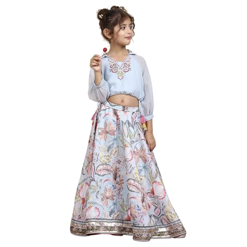 Biba Girl's Georgette Lehenga Set (KWJAITAL6442AW25SKBLU_Sky Blue_4 5 Years)