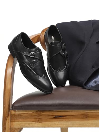 Monte Carlo Mens Black Solid Genuine Leather Monk Shoes (201816FW-2-9)