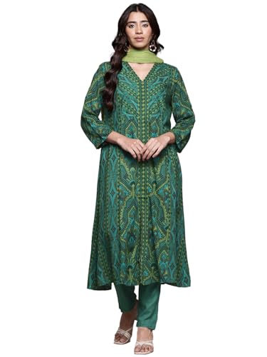 Aarke Ritu Kumar Green Izmir A-Line Kurta With Pant And Dupatta